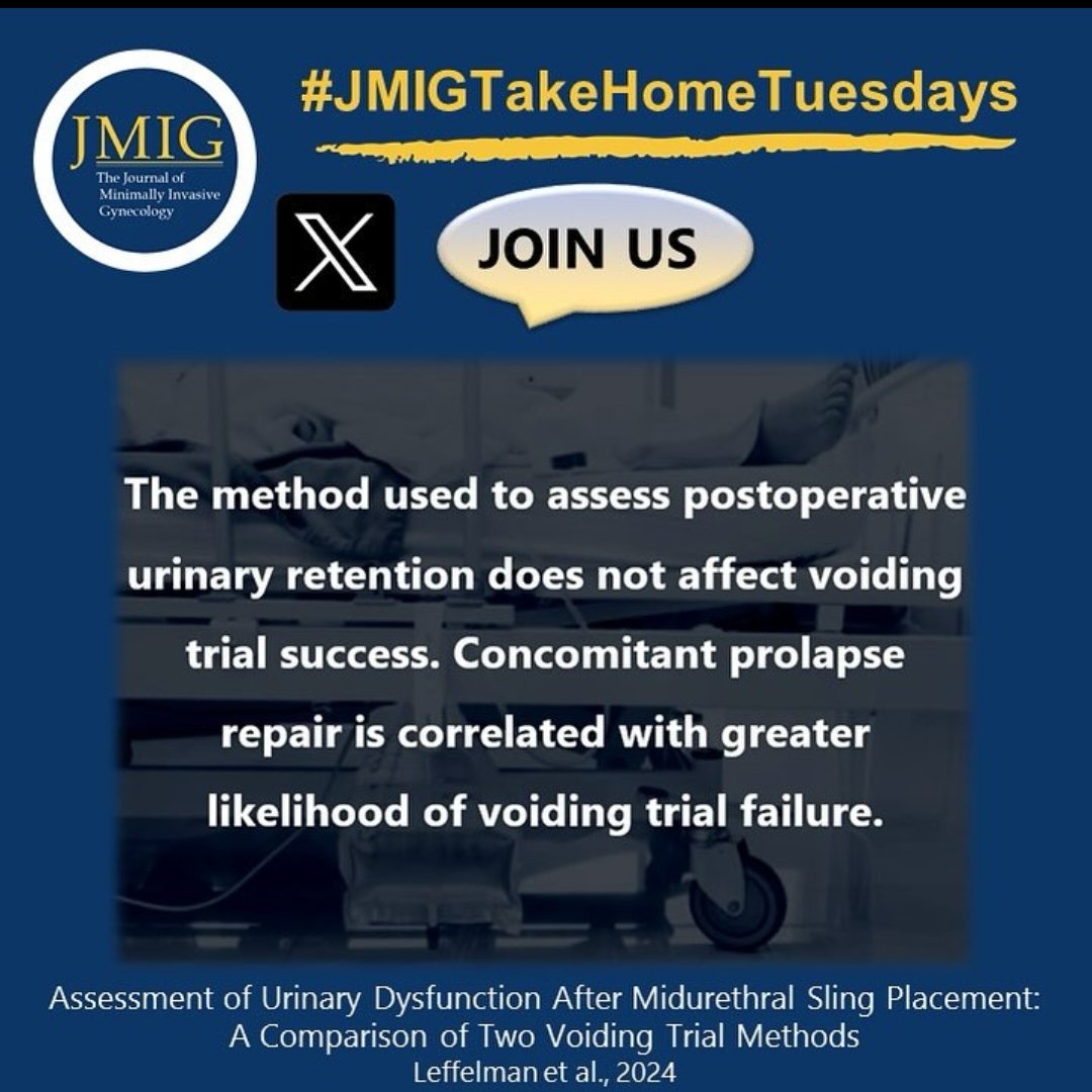 JMIG (@aagljmig) on Twitter photo Today's the day! Join us for JMIG journal club #JMIGjc here on X throughout the day. <a href="/S_WeinsteinMD/">Sarah Weinstein</a> hosts our discussion on this article Assessment of Urinary Dysfunction After Midurethral Sling Placement: A Comparison of Two Voiding Trial Methods jmig.org/article/S1553-… Today's the day! Join us for JMIG journal club #JMIGjc here on X throughout the day. <a href="/S_WeinsteinMD/">Sarah Weinstein</a> hosts our discussion on this article Assessment of Urinary Dysfunction After Midurethral Sling Placement: A Comparison of Two Voiding Trial Methods jmig.org/article/S1553-…