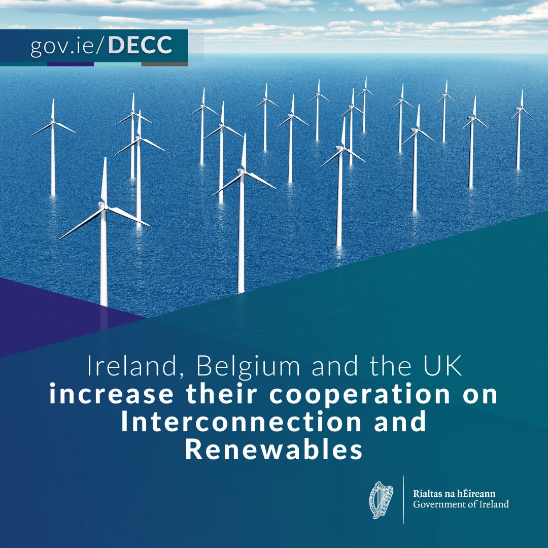 #News - Minister Eamon Ryan, along with his Belgian and UK counterparts, have signed a Joint Statement in Bruges, Belgium, which paves the way for greater cooperation on #renewables and interconnection opportunities between the three countries. More 👉 loom.ly/K1cWAhk