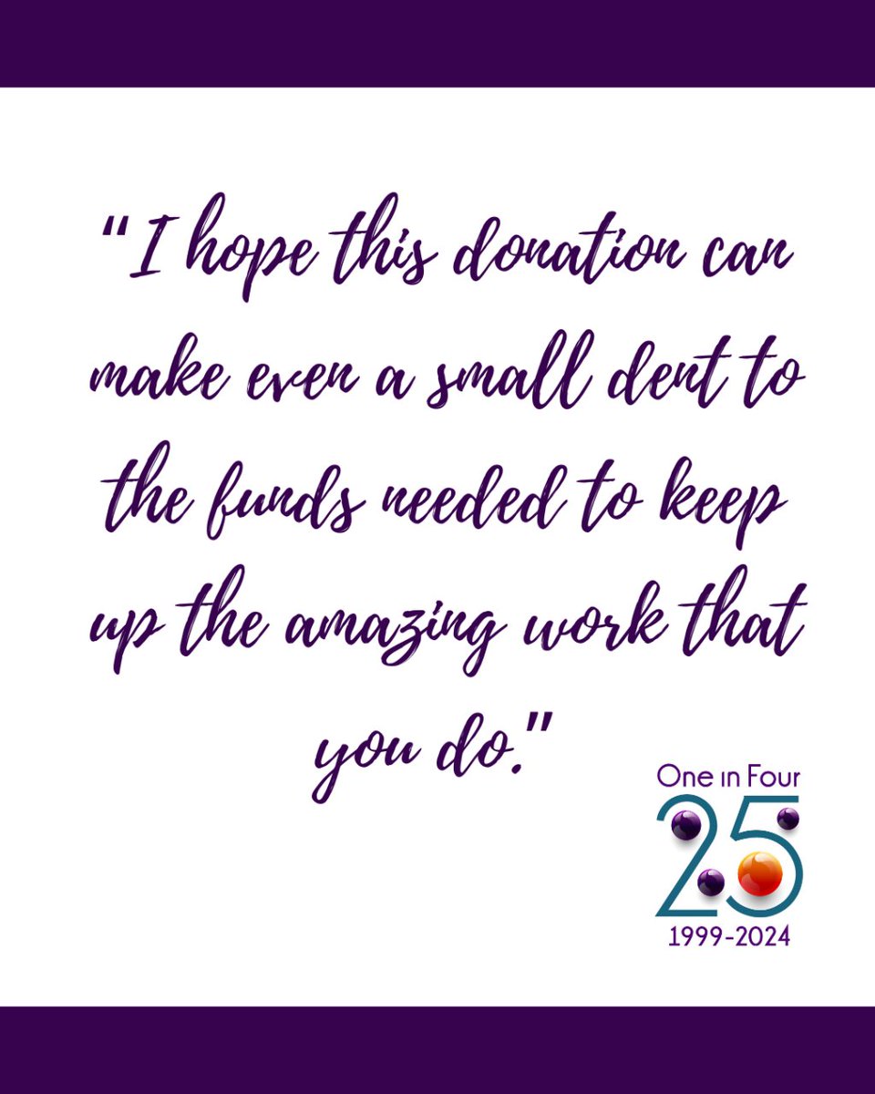 🌟 We're incredibly touched by the generosity of those who donate to One In Four, especially when their donation is accompanied by such a heartfelt message. 🙏 thank you  oneinfour.org.uk/donate/ #supportingsurvivors#endchildabuse #taumainformed #oneinfourlondon