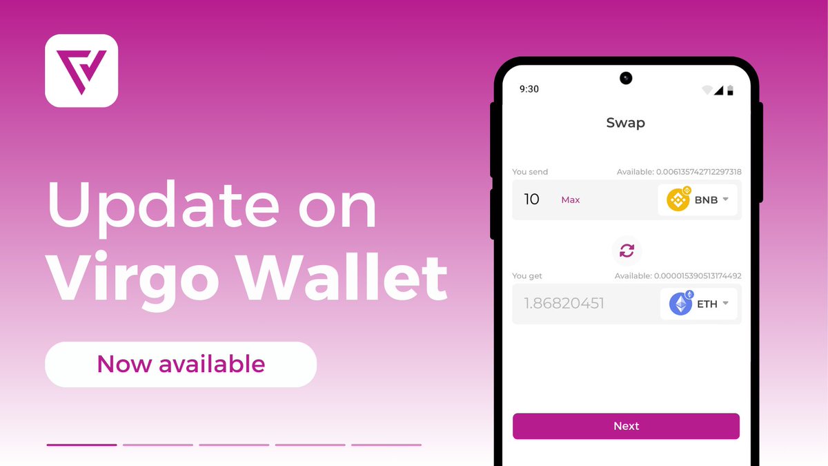 One of the biggest updates is available on #virgowallet ⚡️

Swap crosschain, Fiat on/off ramp, Edit/add account with private key and much more... 👀

Discover it now: virgo.net/download