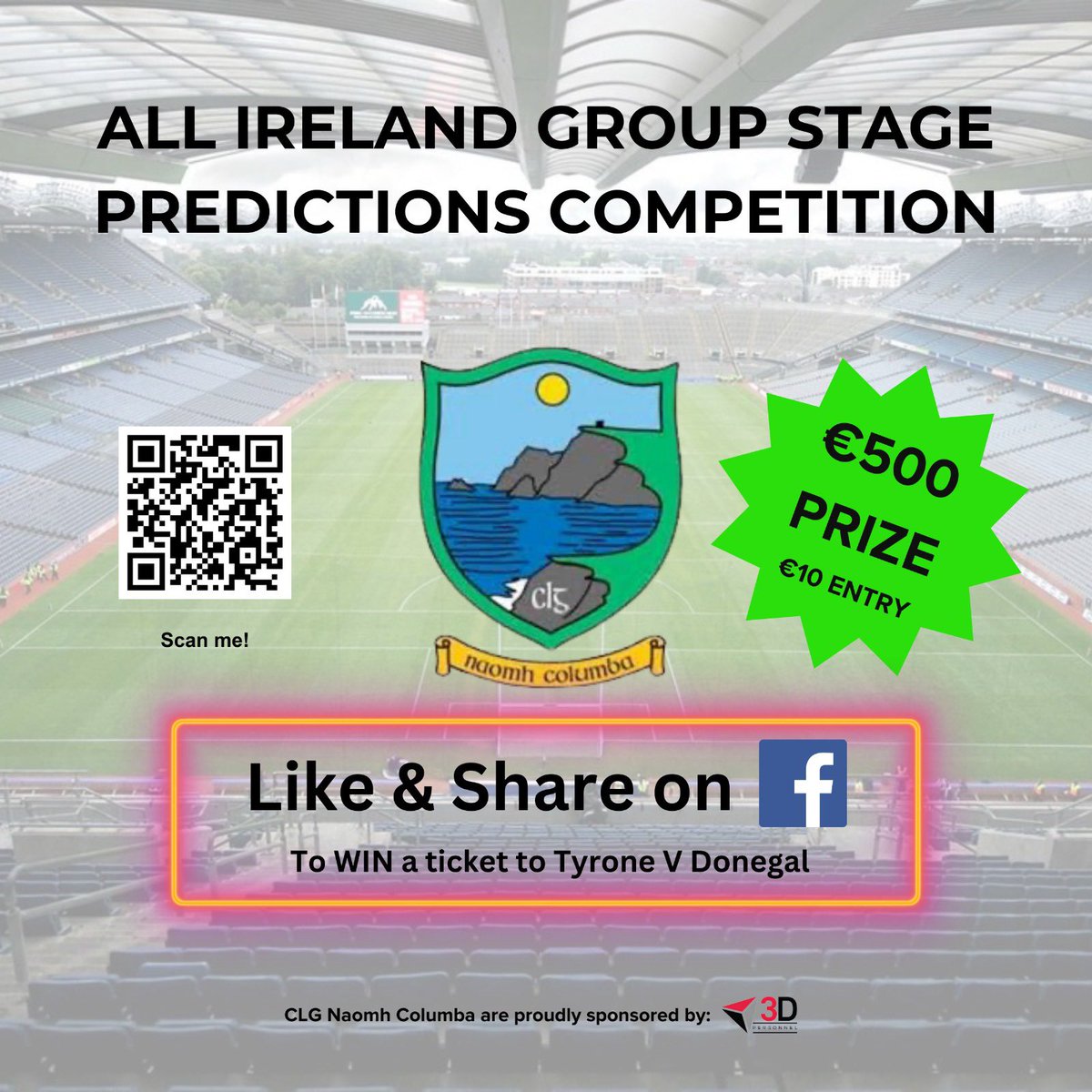 CLG Naomh Columba ALL IRELAND GROUP STAGE COMPETITION *€10 to enter with a €500 cash prize* form.jotform.com/241344465557057 Simply predict the result of each group game and select 3 players to be in with a chance of winning.