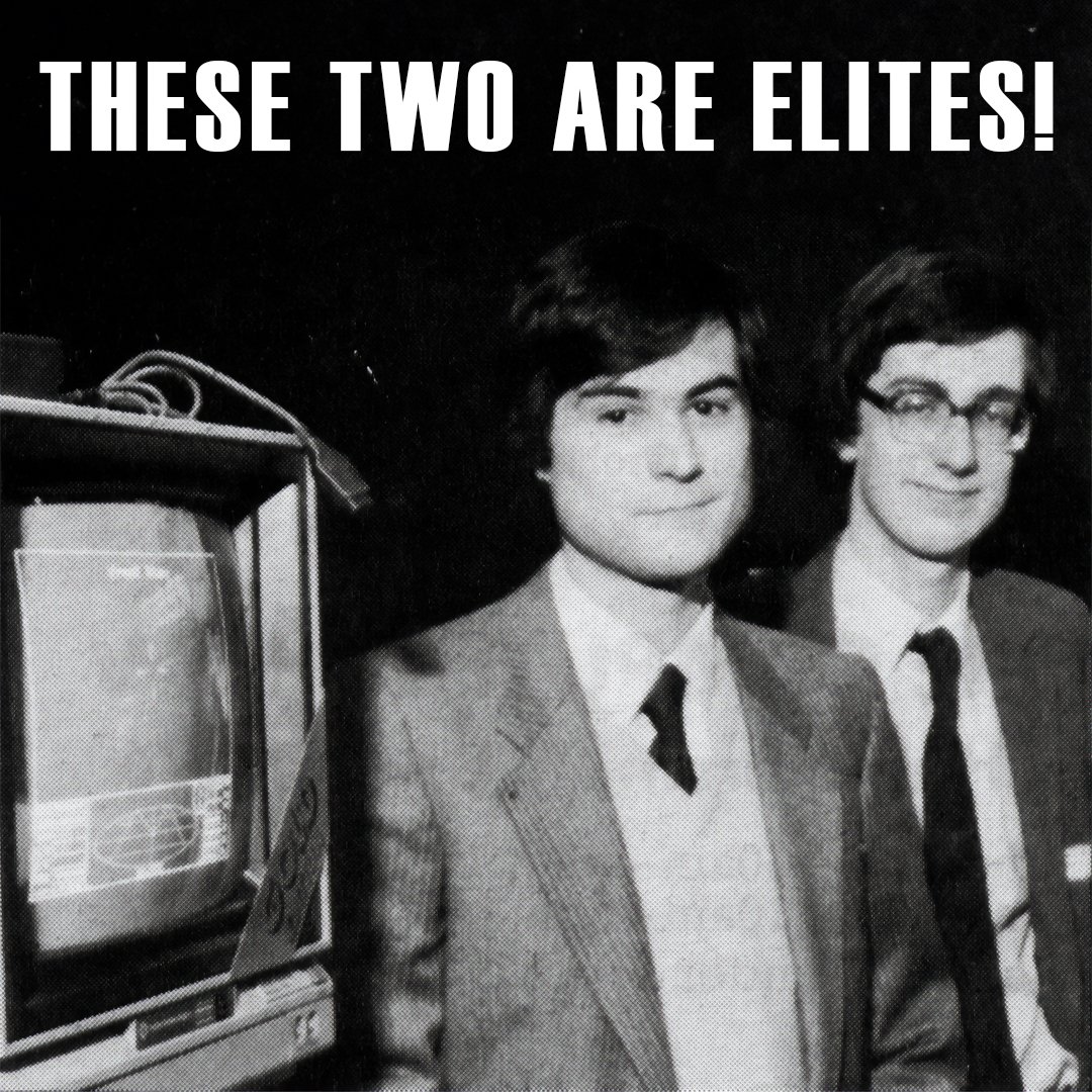 Why are these two 'Elites'?

They are David Braben and Ian Bell the creators of Elite (1984).
#retrogames
