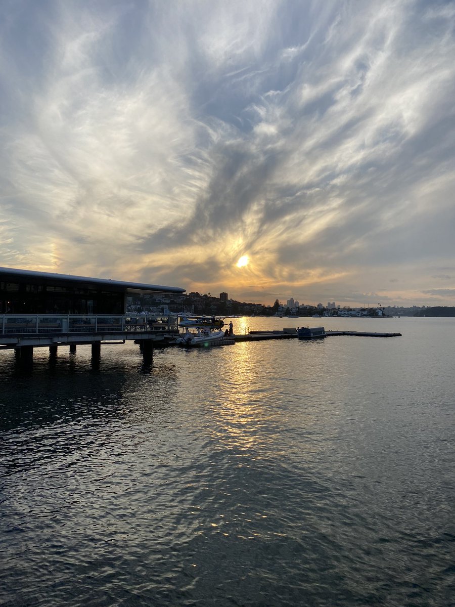 Rose Bay, Sydney sunset, while watching my grandsons at soccer practice. Note the seaplane.