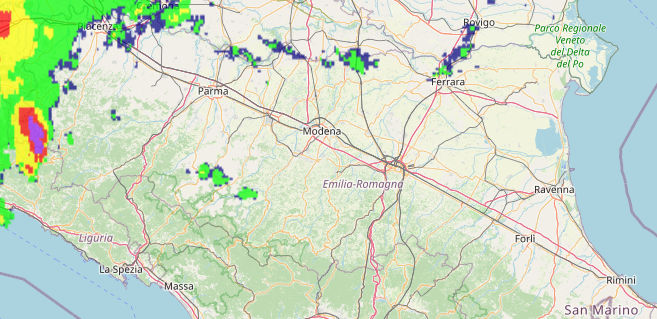 ⚡#InfoMeteoER #Temporale intenso con associata grandine sull'area montana della provincia di #Piacenza in lento spostamento verso nord. ➡️bit.ly/radarmeteoER