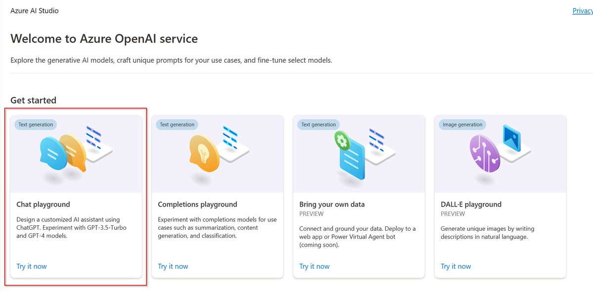 AzureSupport's tweet image. 🚀 Start using GPT-35-Turbo and GPT-4 with #AzureOpenAI Service today! Learn how to get started quickly with this guide. Read more here: msft.it/6012YXpVq
