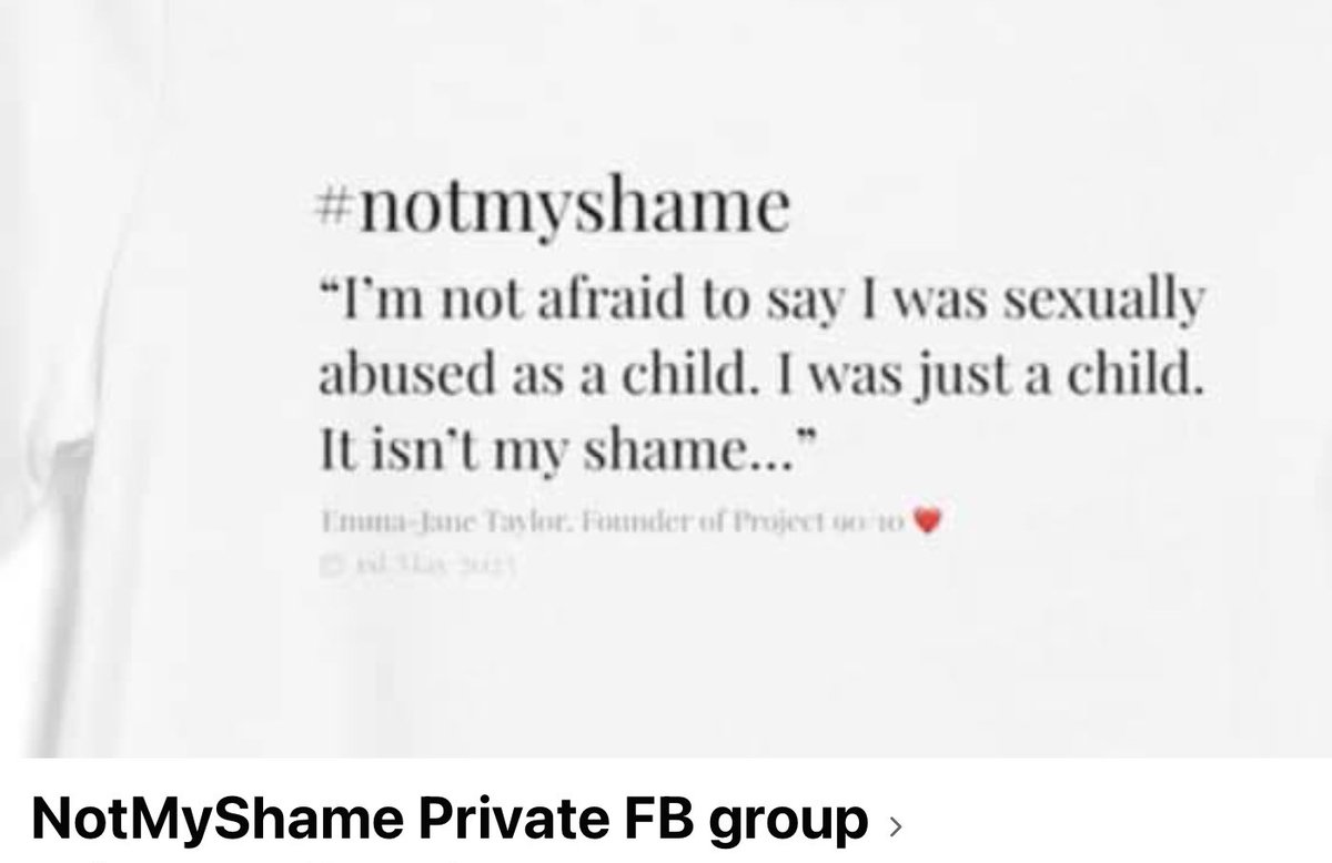 PRIVATE SAFE SPACE FB GROUP for survivors of CSA

For more information one how to join our private safe space group please visit notmyshame.global

#notmyshame #csa #changinglives