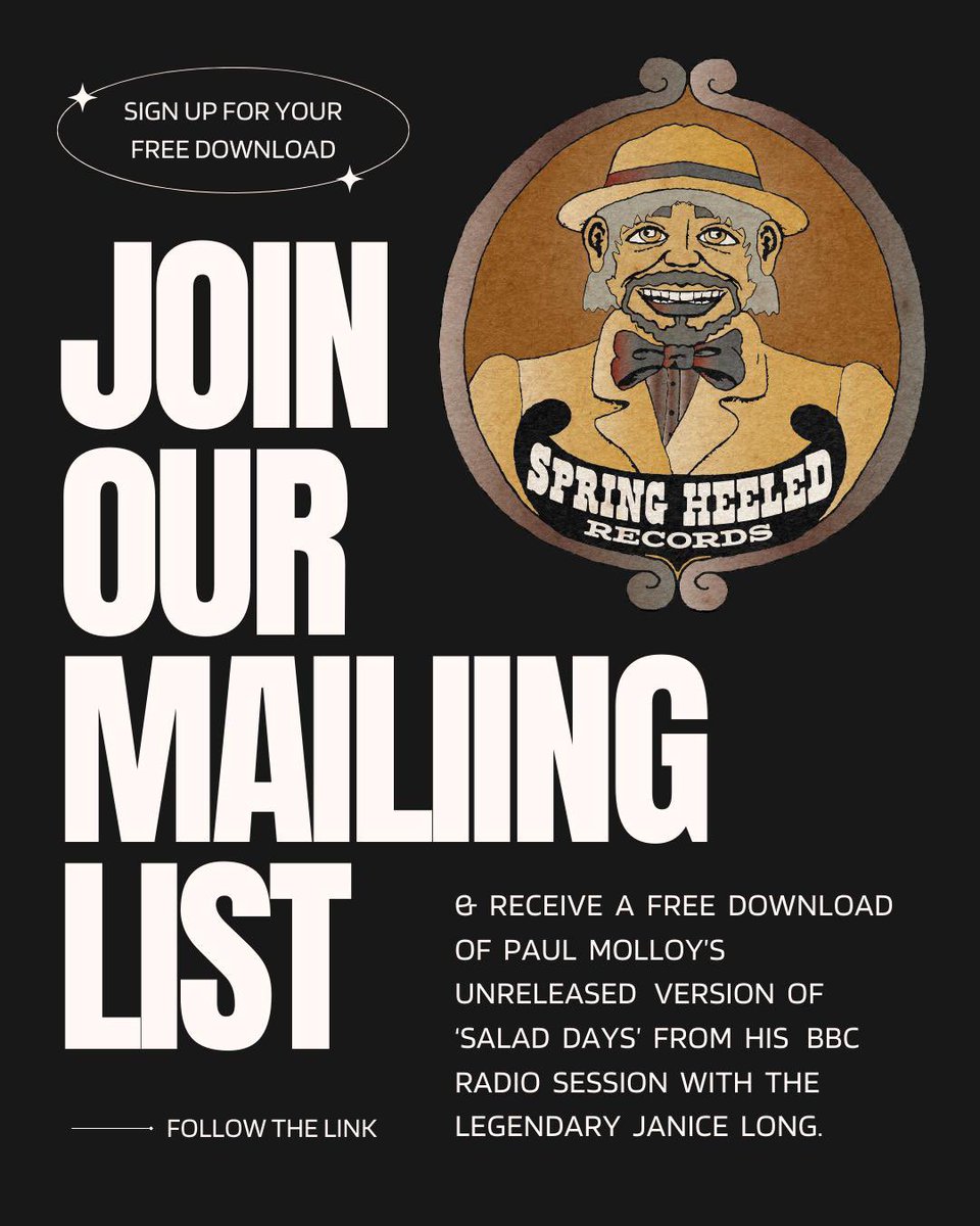 FREE DOWNLOAD! 🎶 Sign up to our mailing list 👉 springheeledrecords.com & receive a free download of @paul__molloy UNRELEASED alternative version of ‘Salad Days’ from his session with the legendary Janice Long. With backing vocals from the @TheSundownersUK gals