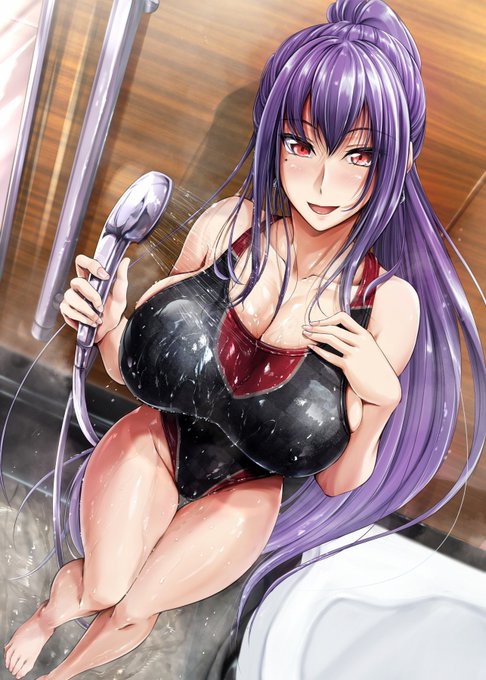 浴室競泳水着お姉さん 