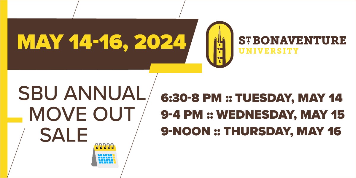 📣 Reminder: TODAY is the last day of SBU's annual Move Out Sale in the Richter Center. ⏲️ 9-noon The Franciscan Center for Social Concern sponsors the sale each year as a way to give attention to usable household items that often get put into dumpsters.