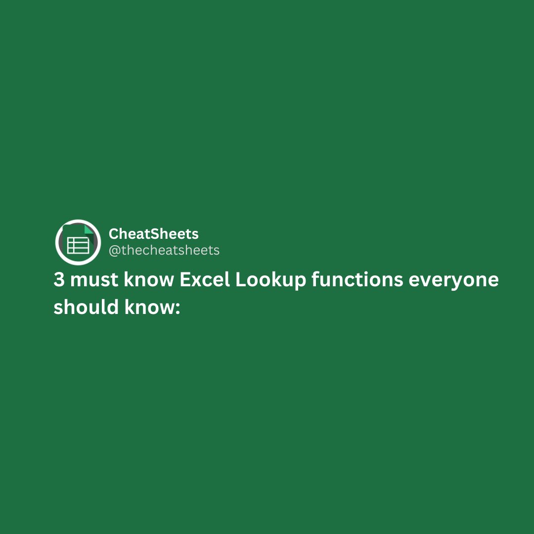 3 must know Excel Lookup functions everyone should know 🧵