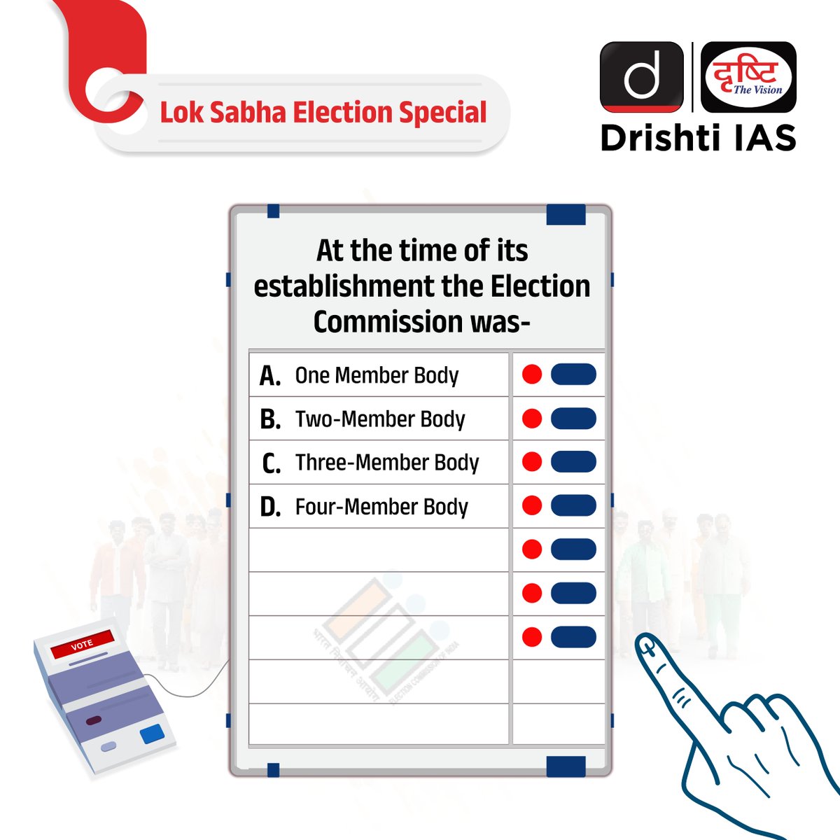 Share your answer to the above question about the #ElectionCommission of #India in the comment section. #LokSabha #Election #LokSabhaElection2024 #Voting #Vote #Assembly #Prelims2024 #UPSC #UPSC2024 #IAS #GeneralStudies #Preparation #Practice #DrishtiIAS #DrishtiIASEnglish