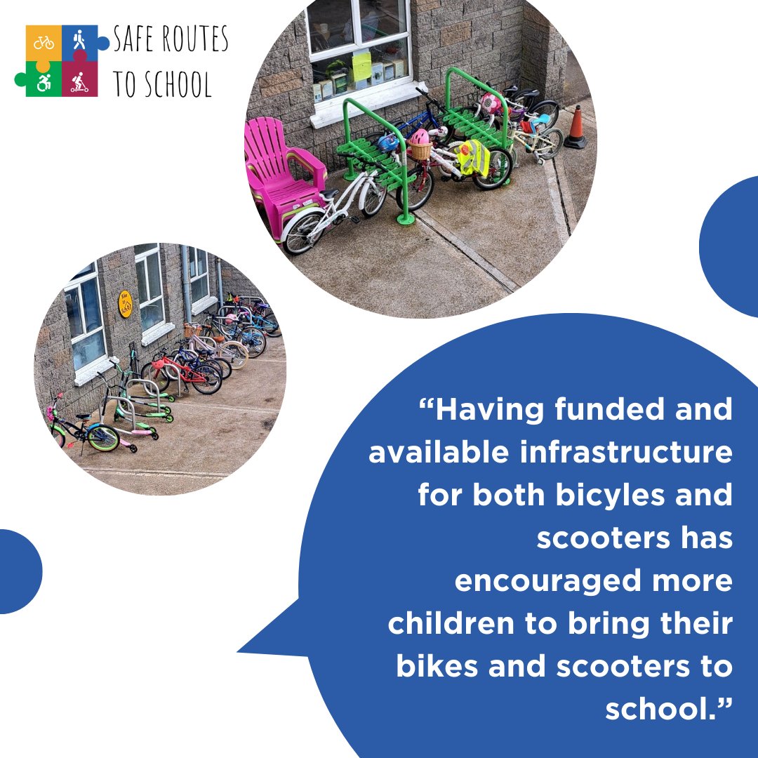 Lovely to see scooter and bike racks being well used at @beaumontoffice, Cork. The Principal of Beaumont GNS shared that 'Sustainable travel is of utmost importance to all of us here...We are very proud of our involvement in SRTS.' 💚 Happy to have you along for the ride 🚴🛴🌍