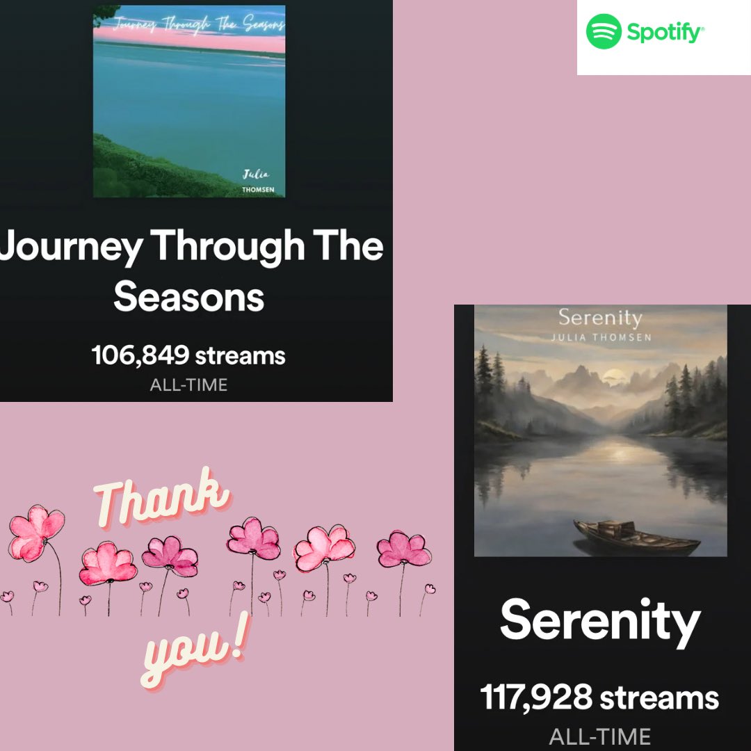 As we travel through the seasons with each new composition delighted to reach these milestones thank you so much everyone for your fantastic support look forward to sharing new music with you all soon 💕🌸🎶 open.spotify.com/track/4YMdXZYF… #modernclassicalmusic #musicmilestones