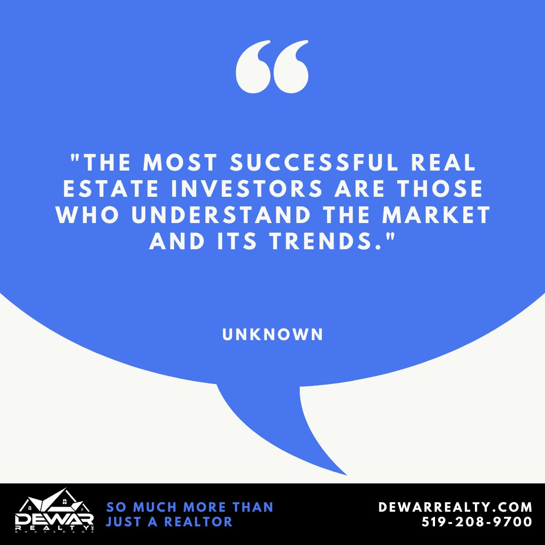 'The most successful real estate investors are those who understand the market and its trends.' - Unknown #quoteoftheweek #realestate #realtor #dewarrealty #cambridge