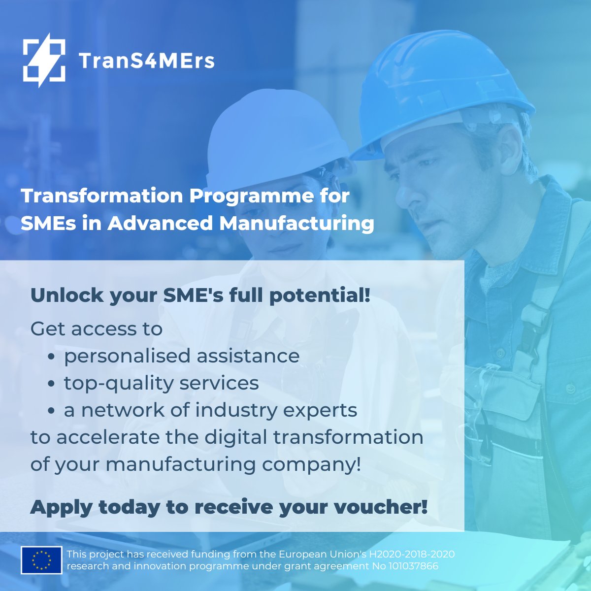 📢Attention #SMEs!
Application for the ADMA TranS4MErs #OpenCall close on June 5 📅

Don't miss this unique opportunity to work with experienced mentors &amp; get access to cutting-edge service for the #DigitalTransformation of your #manufacturing SME
👉trans4mers.eu/open-calls