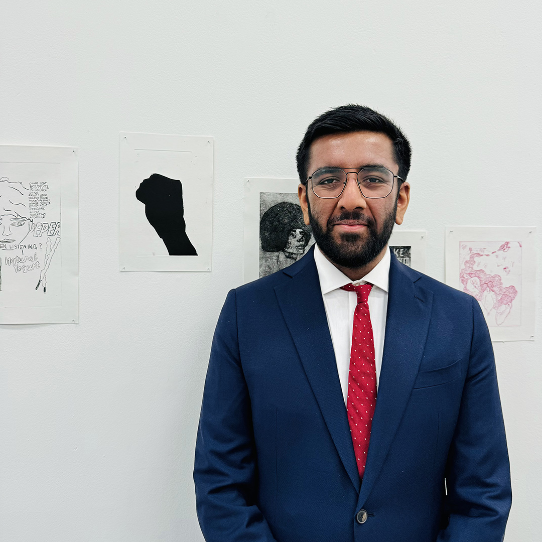 Art and Design student Junaid, was recently part of the printmaking exhibition ‘Start the Press!’ @ikongallery. The exhibition featured artworks by renowned artists including David Hockney and Yinka Shonibare and Catherine Yass. Well done! 🎨 #IKON #Exhibition #Art #Design