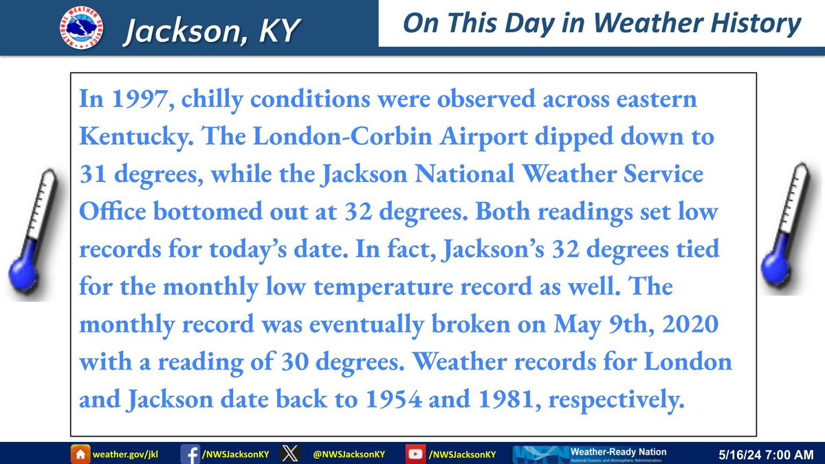 Record setting chilly temperatures were noted across eastern Kentucky back in 1997. #thisdayinweatherhistory #kywx #ekywx