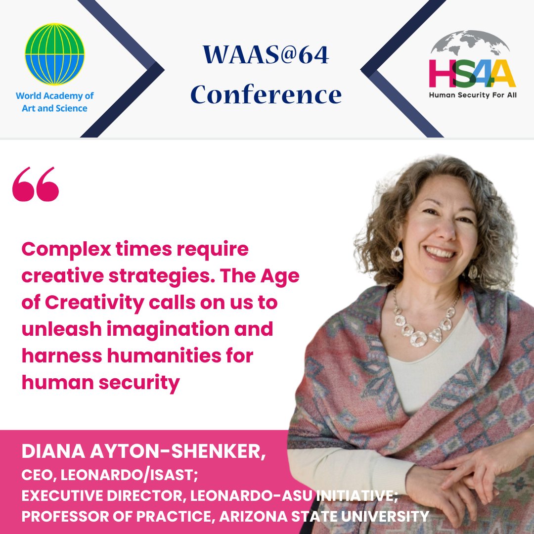 1 hour to go
Introducing Diana Ayton-Shenker, co-moderator of our session on 'Harnessing the Humanities for Human Security.' Join us as we explore the vital role of the #humanities in shaping a secure future. 

Register here : worldacademy.org/waas64-confere…

 #HumanSecurity #WAAS64