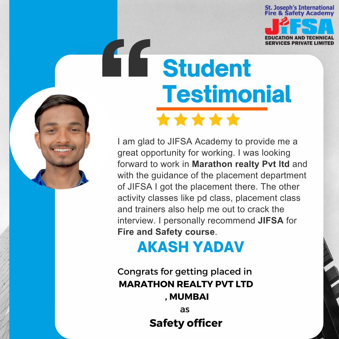 big congratulations 🎉 to AKASH YADAV for getting the opportunity to work as safety officer in the reputed organisation ✨✨ Hoping to discover more opportunities in future ✨✨
For Any Enquiry, Call Us : 9131071817
hashtag#studentsfeedback hashtag#qatarjobs hashtag