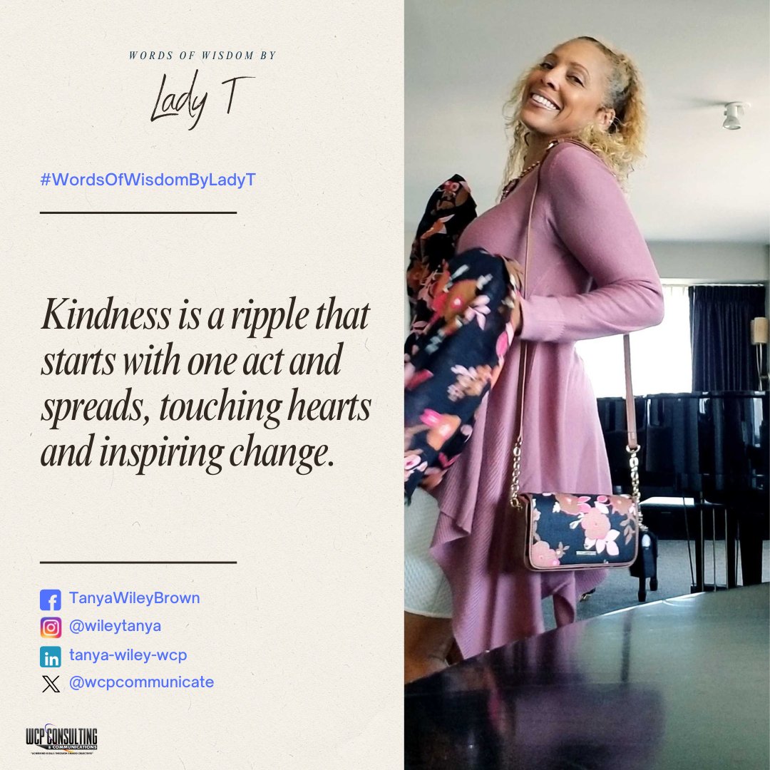 Let's be the catalysts for kindness, igniting ripples of compassion that transform the world around us. 💖 #WordsOfWisdomByLadyT #Kindness