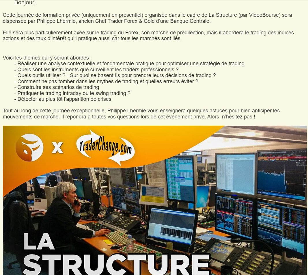 VideoBourse (@videobourse_fr) on Twitter photo 📨 Mailing <a href="/TraderChange/">Philippe Lhermie</a> présentant la journée de formation avec Philippe Lhermie, Trader professionnel, via La Structure @videobourse_fr
💹 Rejoignez-nous : videobourse.fr/forum-forex/vi…
👨🏫 #formation #trading #forex #indices #futures #options 📨 Mailing <a href="/TraderChange/">Philippe Lhermie</a> présentant la journée de formation avec Philippe Lhermie, Trader professionnel, via La Structure @videobourse_fr
💹 Rejoignez-nous : videobourse.fr/forum-forex/vi…
👨🏫 #formation #trading #forex #indices #futures #options