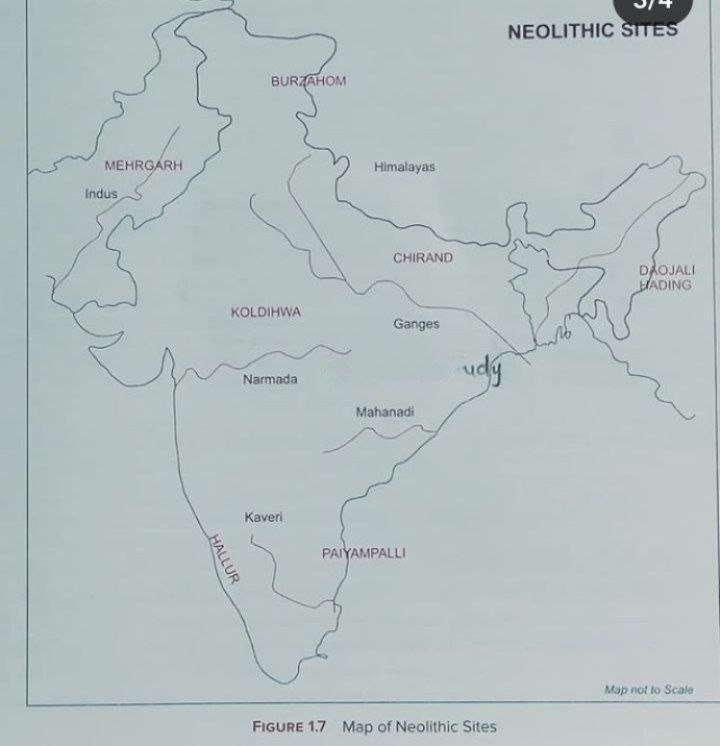 🍁Important Palaeolithic sites 

Lingsugur in Raichur district, Karnataka
The Soan valley and Potwar Plateau on the northwest India.
Siwalik hills.
Bhimbetka in Madhya Pradesh.
Adamgarh hill in Narmada valley.
Kurnool in Andhra Pradesh

🍁 Important Mesolithic Sites(microlith