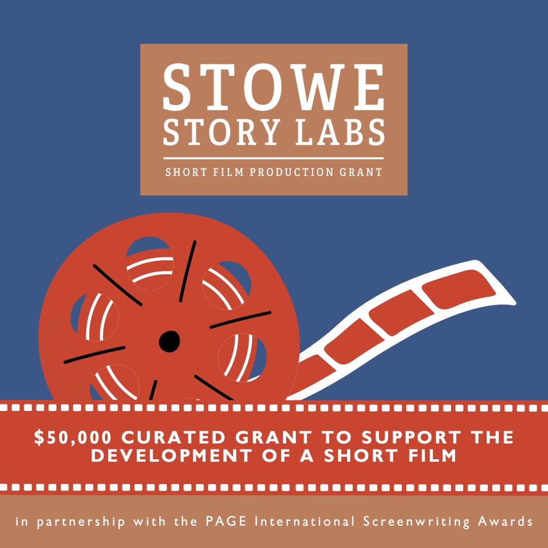 Applications are open for Stowe Story Labs $50,000 Short Film Production Grant. Developed in partnership w/ PAGE International Screenwriting Awards, the winning project receives a 50,000 curated grant to support the development of a short film. Apply here: bit.ly/3IAH72i