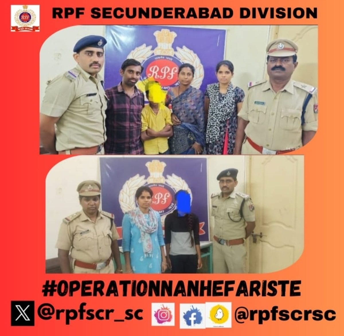 The rescue of 🧑‍💼👨‍🎤  one boy aged 12 and one girl 17 years by RPF/SC division with child line Team under #OPERATIONNANHEFARISTE is commendable. They were handed over to the Child Helpline team for necessary care and protection, emphasizing RPF's commitment to child welfare.👨‍👩‍👦