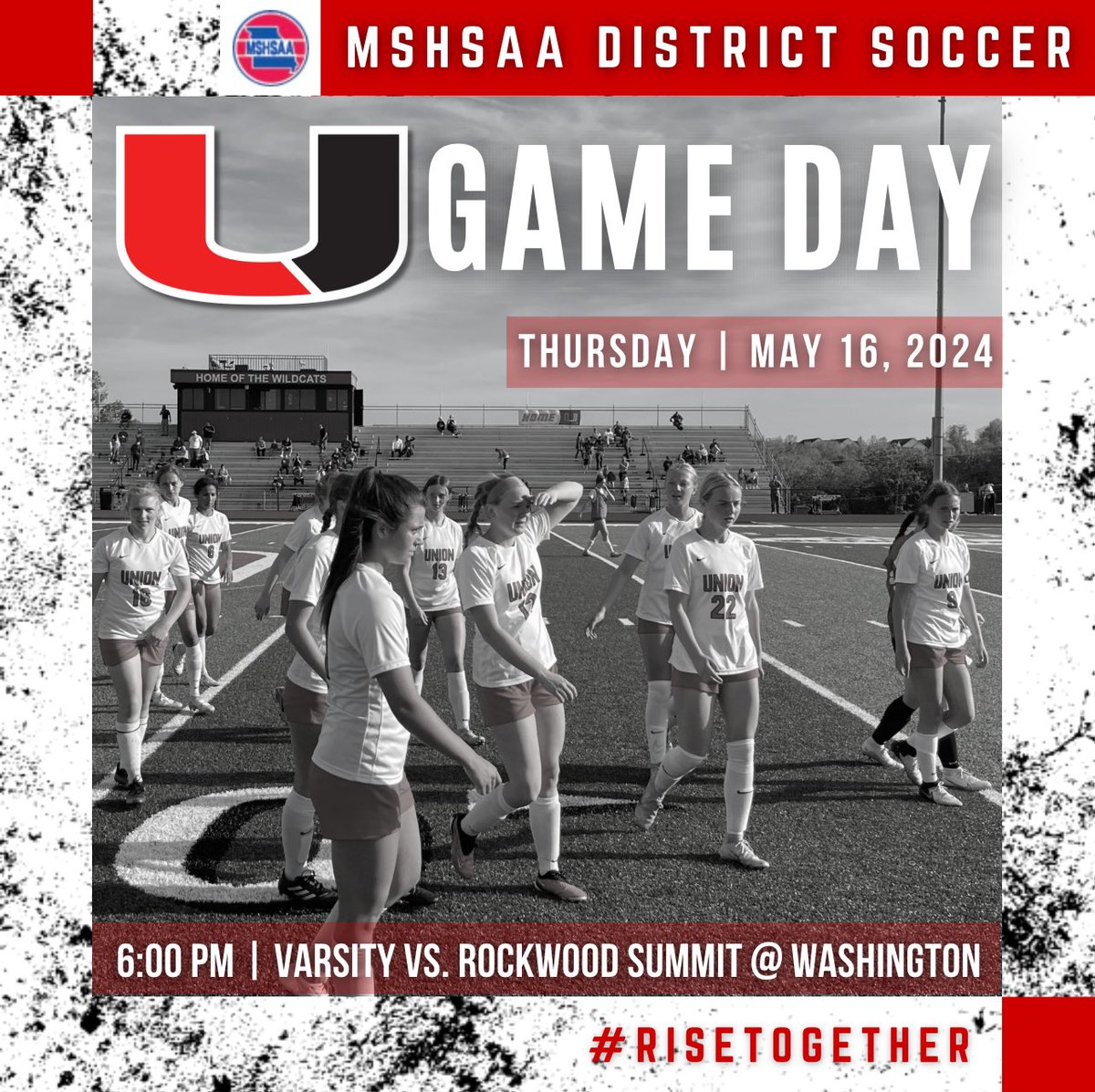 UHSSoccer's tweet photo. It’s GAME DAY! Union takes on Rockwood Summit in the MSHSAA Class 3 District 5 Championship! #RiseTogether #MOSoccer https://t.co/LOlS2tE12s