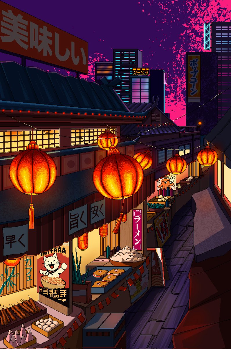 I entered an Asian art contest by @yianak1s 
Thanks for the opportunity to participate, it was interesting🧡

I didn't win, but a lot of people liked my art
So this pixel art will be available for sale soon...