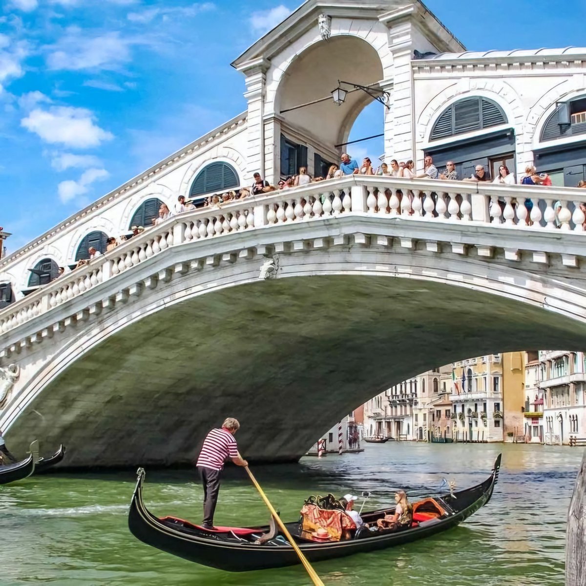 13. Rialto Bridge - Venice, Italy

The oldest of the four bridges that span the Grand Canal in Venice, the Rialto Bridge’s current iteration was completed in 1591. It is a bustling pedestrian bridge and a historic piece of Renaissance architecture.