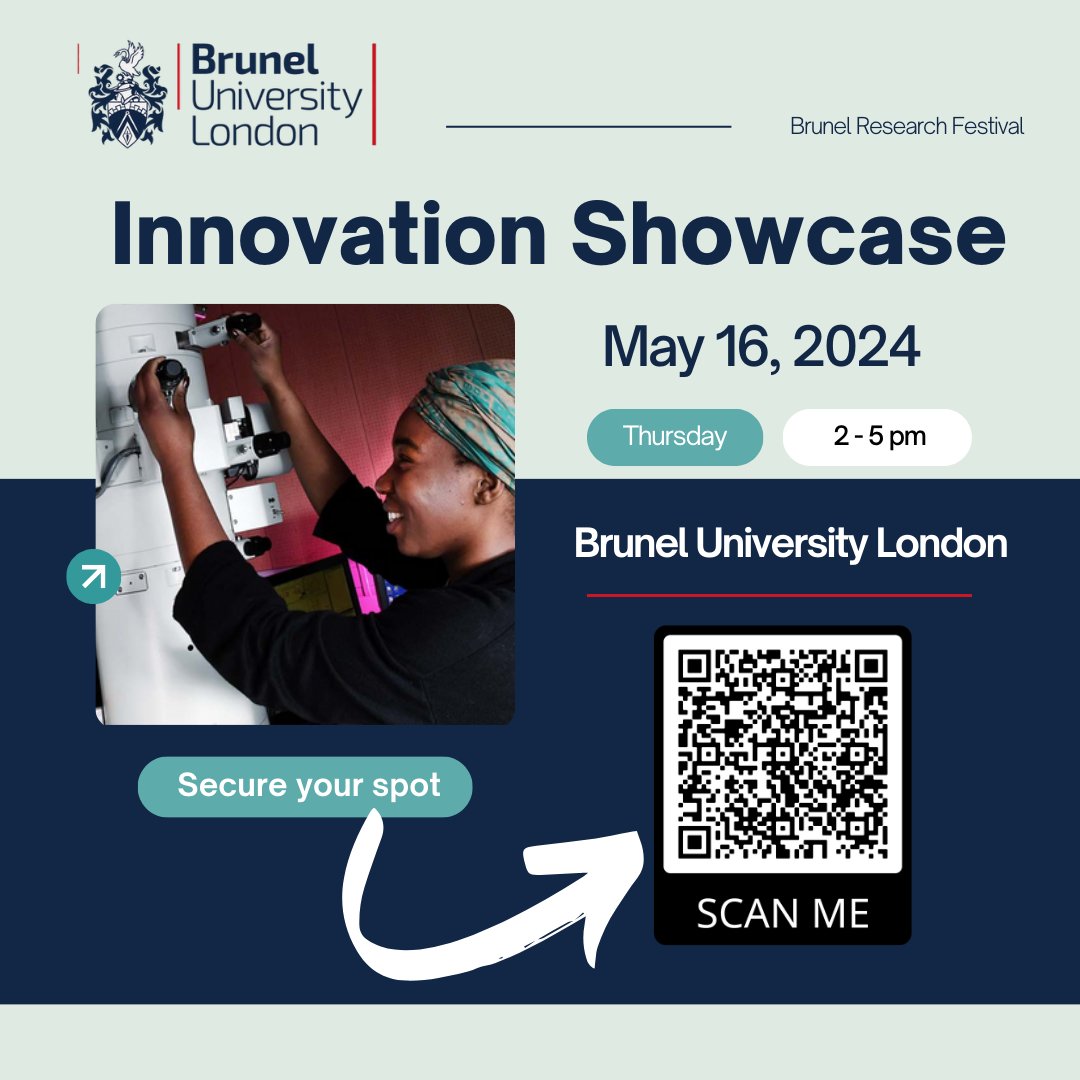 It's happening today!

Join us from 2 - 5 pm at @Bruneluni today for our #InnovationShowcase, where we'll explore collaborations turning research into products & services & more!

☝️Register: forms.office.com/pages/response…

See you there! 👋

@BrunelResearch @CBASS_Research