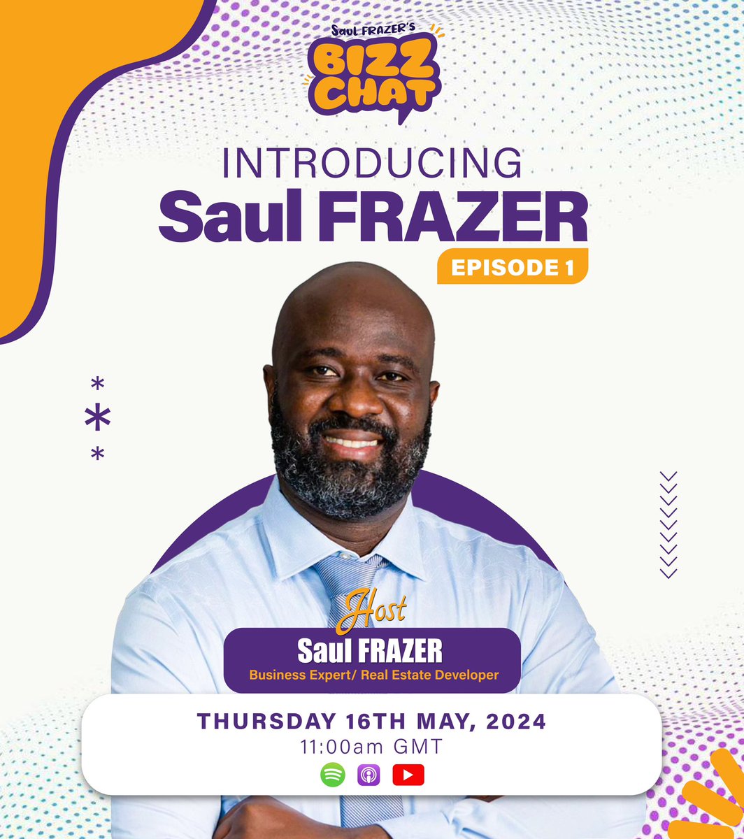 Episode one of Saul Frazer’s #BizzChat is out now! 
Thrilled to share this episode of uninterrupted self-reflection on my journey and the start of Global Properties.

Take a listen on;
Spotify: shorturl.at/gxTU7 

Apple Podcasts: shorturl.at/bjKY1 

#SaulFRAZER