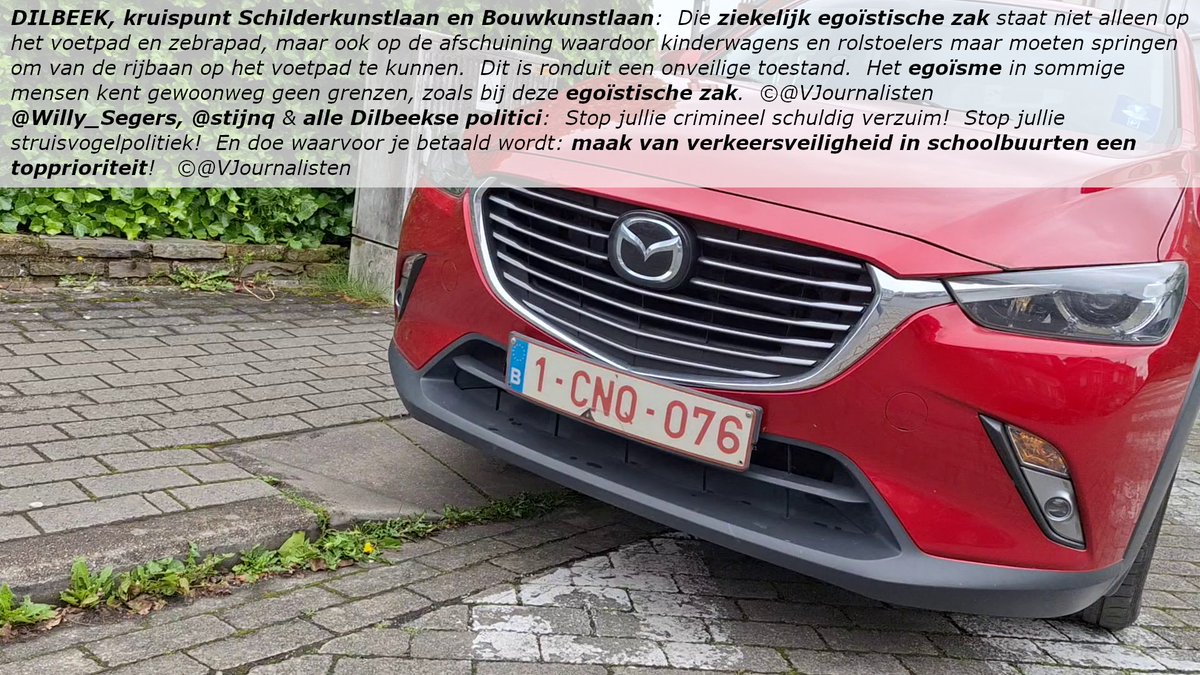 VJournalisten's tweet photo. 🆘DILBEEK kruispunt Schilder- &amp; Bouwkunstlaan
⚠Zebrapad volledig geblokkeerd
‼️Sleept ook al jaren aan
⚠Daar komen veel RC kinderen voorbij
‼️@Willy_Segers &amp; @stijnq : SHAME-ON-YOU‼️
✅Maak verkeersveiligheid schoolbuurt een absolute TOPprioriteit👈
👮Waar zit @PolitieDilbeek⁉️ https://t.co/SrJkMbohwv