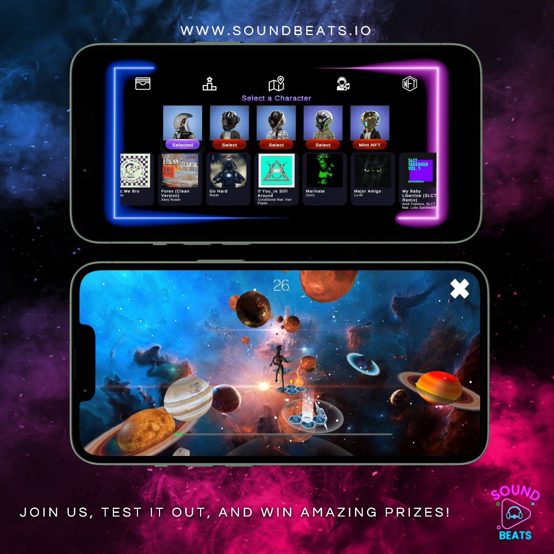 🎧 Excited to announce the SoundBeats beta! 🎉 Join us, test it out, and win amazing prizes! 🏆 Don't miss your chance to be a part of something big!  Coming soon!!🚀

#SoundBeatsBeta #TestAndWin #MusicLovers #Innovation #SoundBeats #MusicGaming #InnovateWithSoundbeats