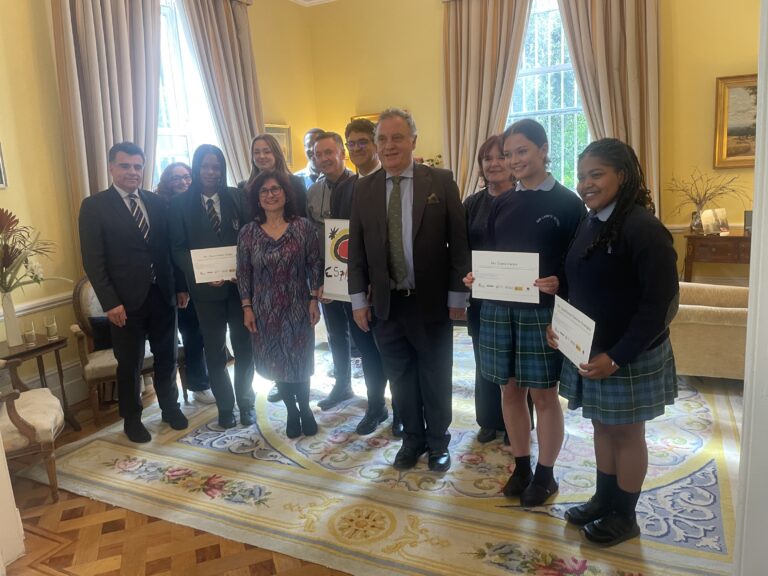 Congratulations to Erin and Olunor from @ashton_school who came first in this year's Spanish Video Competition! The team received their prize at a special ceremony which took place at the Spanish Embassy. See more about the competition and winners at bit.ly/SpanishComp24