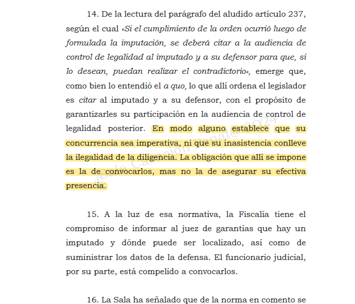 Melovides's tweet photo. El control posterior de los actos de investigación después de realizada la formulación de imputación no hace que la presencia del imputado y su defensor sea obligatoria, siendo suficiente con notificarlos. https://t.co/TJn8qguFzE https://t.co/VDWZURa5Dr