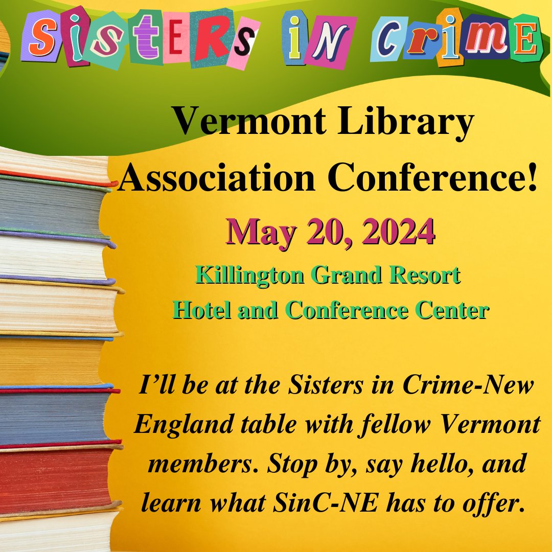 Today's #writerfriendschallenge : a writer event I'm looking forward to. I mean, what writer wouldn't enjoy spending time with librarians? #MysteryNovel #Vermont #AuthorVisits #Bookclubs #VermontEvent
@crookedlanebks @MarleneStringer @SINCnational @SinCNE