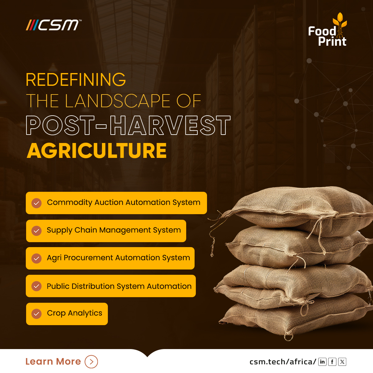 Revolutionizing agriculture, empowering farmers and ensuring food security for generations to come. 

👉Learn More: bit.ly/3GOY2NY 

#CSMTech #CSMTechAfrica #FoodSecurity #DigitalAgriculture #DigitalSolutions