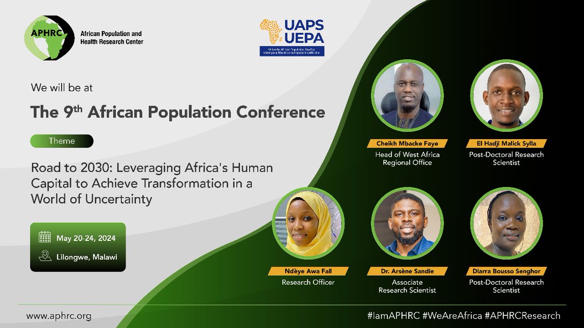 ✅Reproductive justice, gender equity, and fertility preferences.
Contraceptive use in Africa: emerging trends, patterns, determinants, and consequences.
✅Trends, determinants, and consequences of abortion in Africa.

#APC2024 #9thAPC
#APCMalawi #WeAreAfrica #APHRCResearch