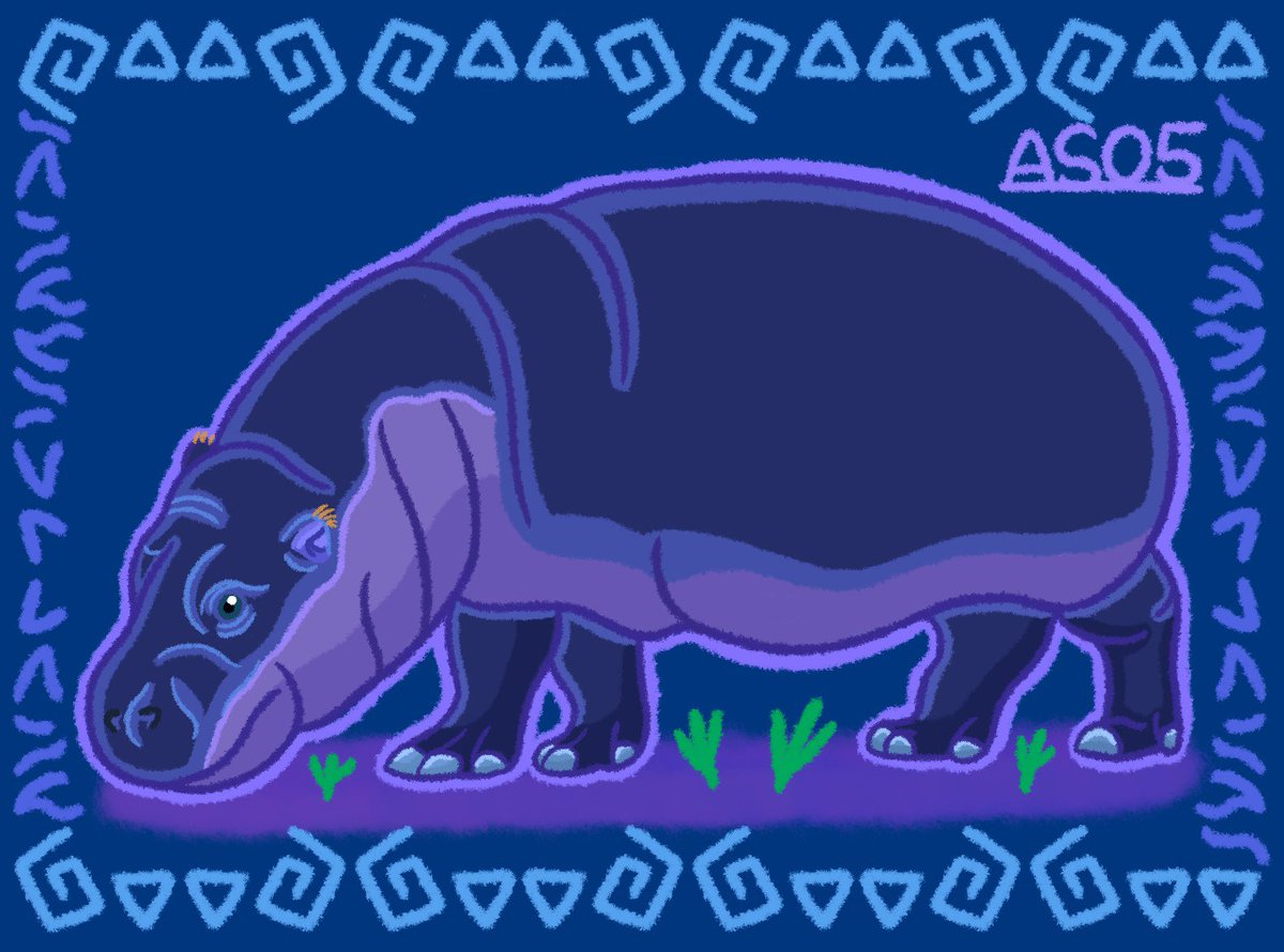 For #ThrowbackThursday, here’s a Pygmy Hippopotamus.

These are much more smaller than their larger Nile cousins, since they’re reclusive and nocturnal and live in the forests and swamps of West Africa.

💜/🔄s are welcomed!

#ArtistOnTwitter #AS05 #AnimalArt #DigitalArt