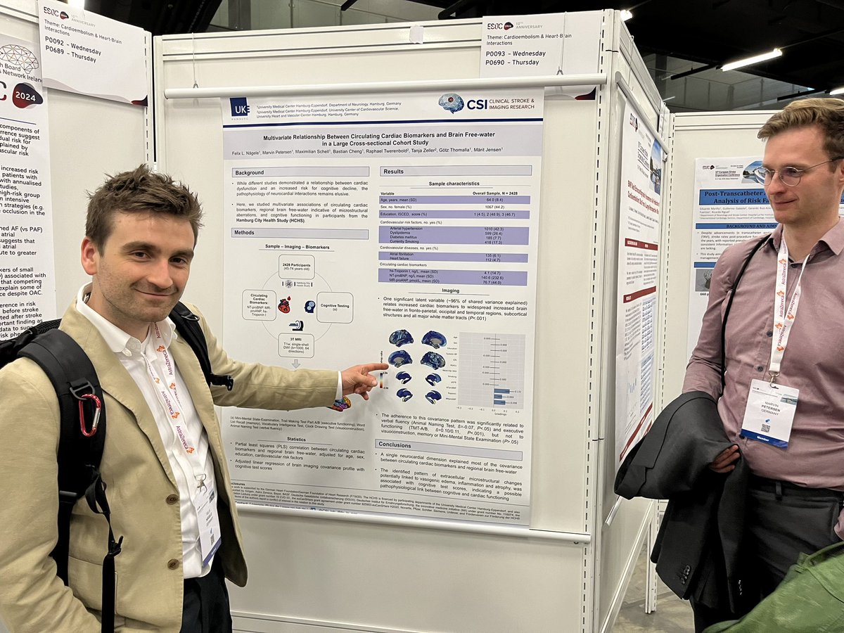 We are excited to present the 12-month outcomes of our TENSION study at ESOC2024. 
See us now at the poster session and delve into the relationship between heart and brain. 

#tensionstudy #postersession #esoc2024