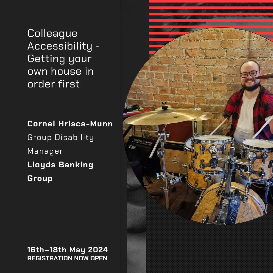Join us for Cornel's session on Colleague Accessibility at #Virtua11y2024! 🥁 Learn how Lloyds Banking Group prioritises internal accessibility to champion inclusivity.#Accessibility #Inclusion. The talk starts at 1pm BST