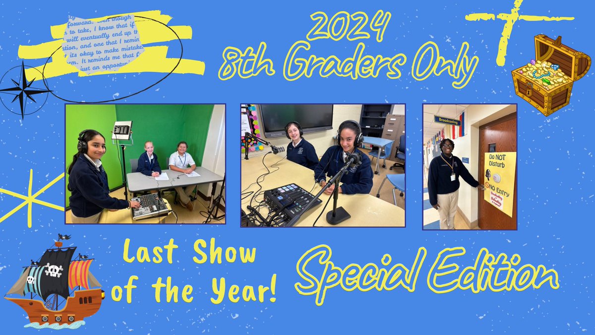 🏴‍☠️🎙️ Join our hosts, THE 8th GRADE TEAM as they bring you the LAST SHOW OF THE YEAR! Don’t miss out, Pirates! Watch it here or visit our YouTube Channel at Pirates Unplugged ~ School News  📢 🎤
#ExcellenceByChoice 
#AimForExcellence 

youtu.be/vKP44PUbc7I?fe…