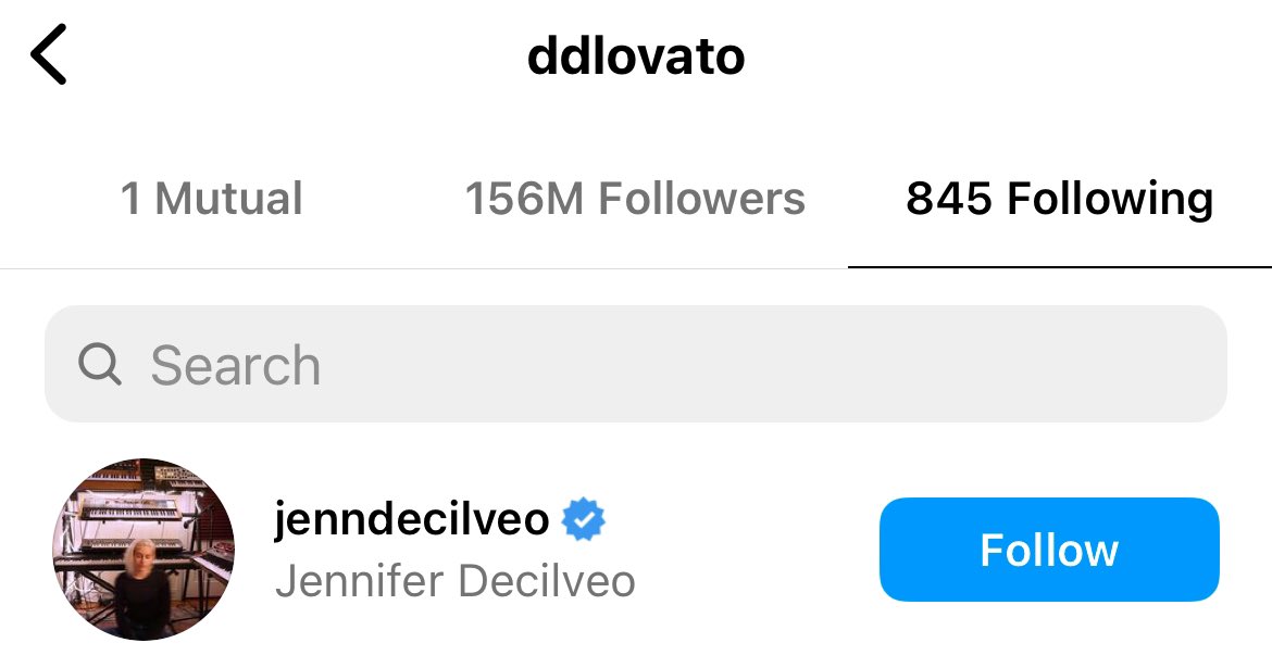 Demi Lovato started following Grammy winning songwriter and producer Jennifer Decilveo on Instagram.