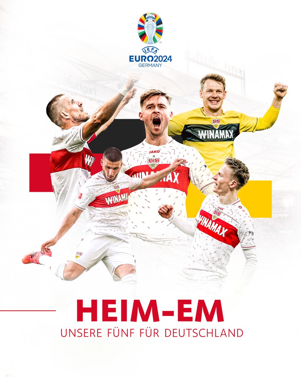 Unser Quintett für die EM im eigenen Land! 🇩🇪 ➡ Waldemar #Anton, Maximilian #Mittelstädt, Deniz #Undav, Alexander #Nübel & Chris #Führich⬅ Herzlichen Glückwunsch zur Nominierung, Männer!! go.vfb.de/news4784 #VfB x @DFB_Team