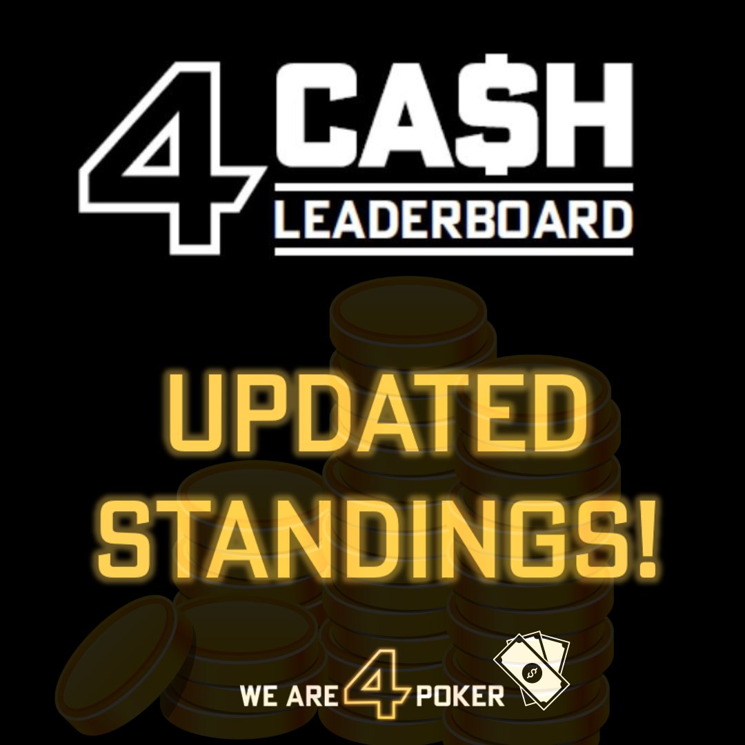 🚨 New Cash Leaderboards Update 🚨

Check the Current Standings here: 4poker.eu/promotions/cas… 💸

Plenty of time to play, earn points & claim your share of the $2,000 cash prizes this week 🤑

Don't miss the Happy Hours for 2x points! 🥂

#poker #cashtable #pokergame #pokerplayer