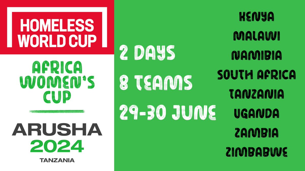 Arusha, in Tanzania, will host the first ever Africa Women’s Cup in June. The Homeless World Cup Foundation’s newest competition will see eight teams competing on the 29th and 30th June 2024 to see who can become the inaugural Africa Women’s Cup Champions. ow.ly/2aiR50RIa0s