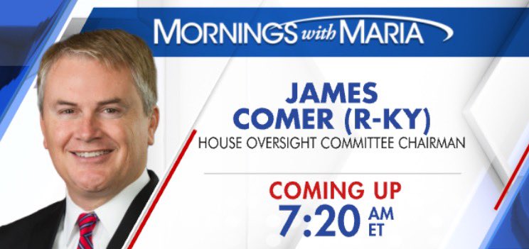 Join us now #breaking news @MorningsMaria @FoxBusiness @RepJamesComer