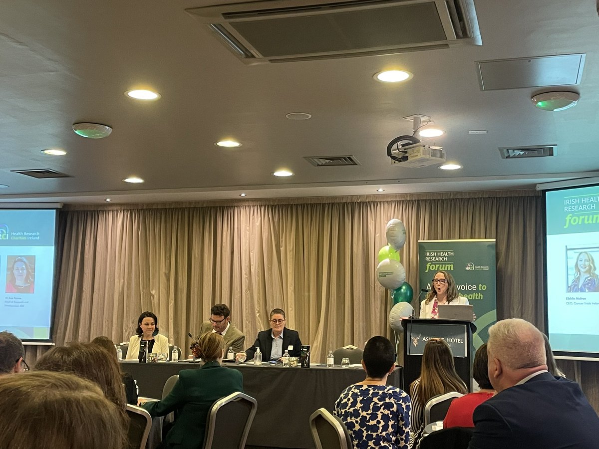 Dr @AnaMTerres, Head of Research and Evidence, participates in a panel discussion alongside Dr Teresa Maguire, @hrbireland and Muiris O’Connor, @roinnslainte, discussing the health research landscape in Ireland at this years Irish Health Research Forum. @HRCIreland